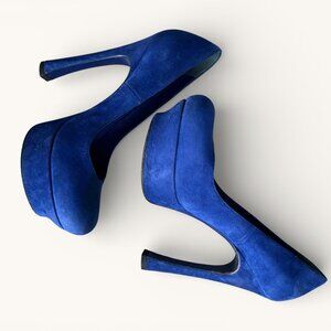 Yves Saint Laurent Blue Suede Platform Heels EU 36.5 Made in Italy